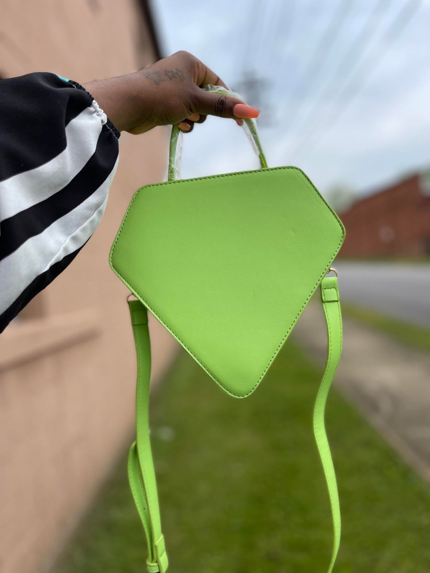 Diamond Crossbody Lex Bag - Highlighter Green